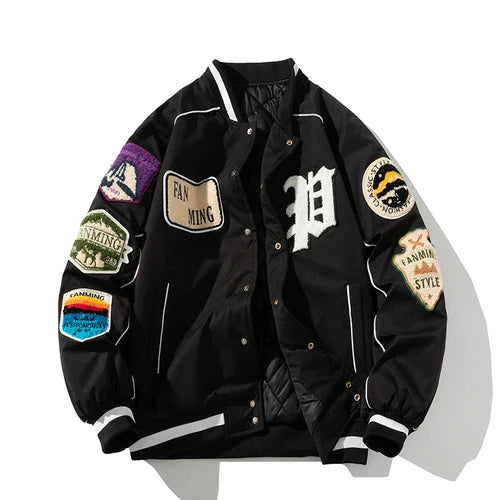 Winter Varsity Baseball Jacket – Street Fashion Hip Hop Coat | same ANTHEM - Black thick / M
