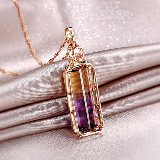Women’s 18K Rose Gold Plated Ametrine Necklace | Romantic Boho Chic Jewellery | same ANTHEM