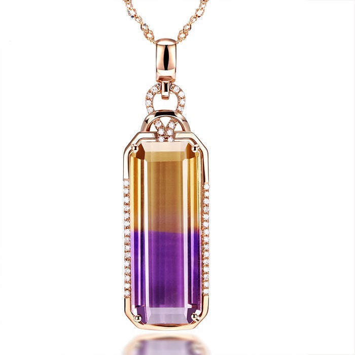 Women’s 18K Rose Gold Plated Ametrine Necklace | Romantic Boho Chic Jewellery | same ANTHEM - Single Pendant Without