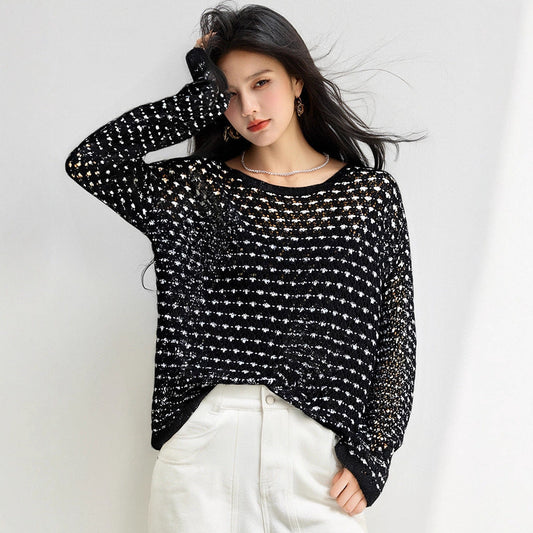 Women’s Linen Hollow Knit Crochet Top | same ANTHEM. - Color / S