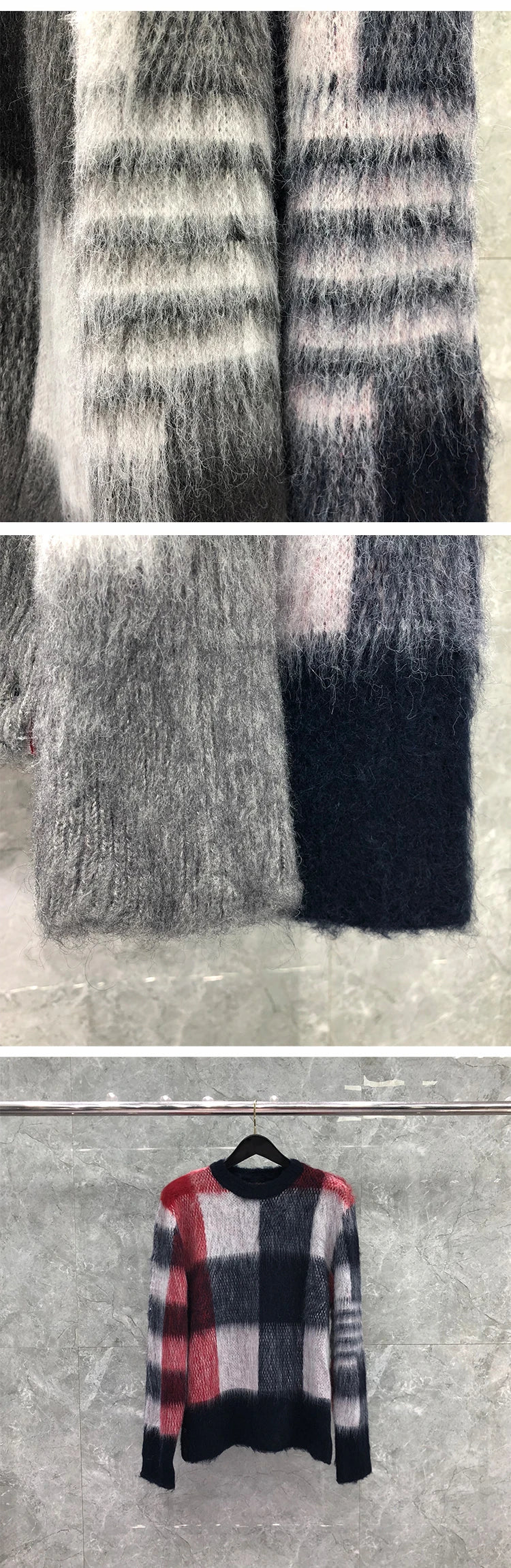 Women’s Mohair Check Sweater | Korean Designer Pullovers | same ANTHEM.