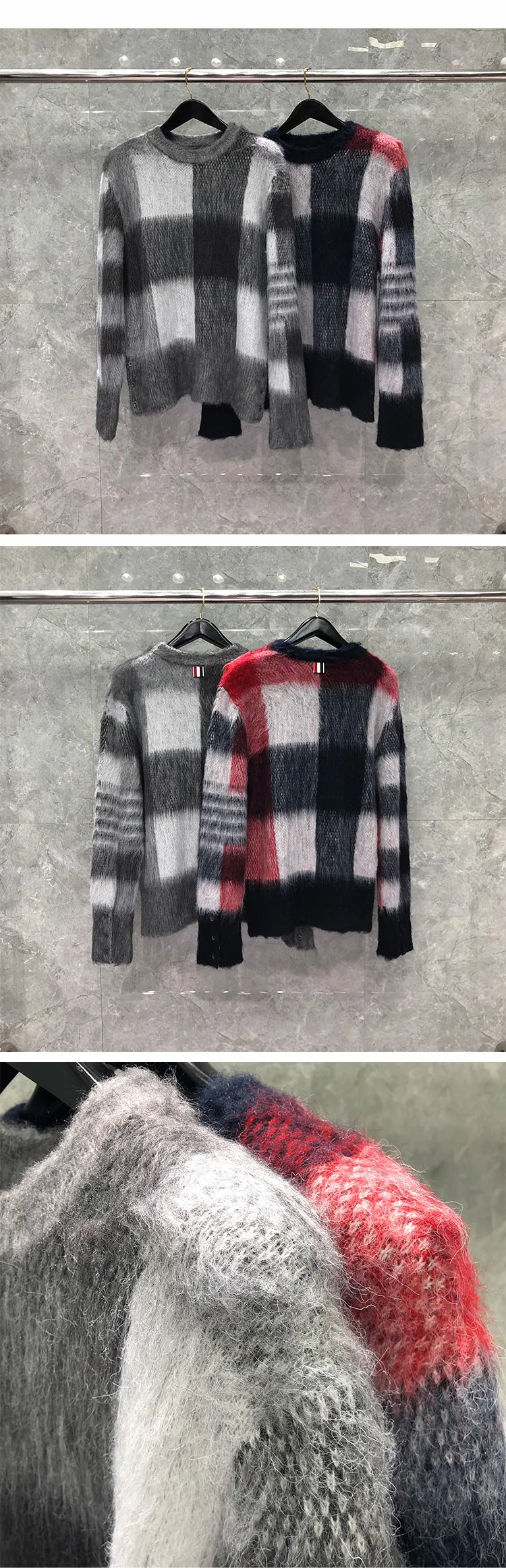 Women’s Mohair Check Sweater | Korean Designer Pullovers | same ANTHEM.