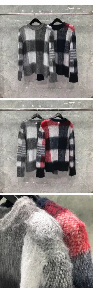 Women’s Mohair Check Sweater | Korean Designer Pullovers | same ANTHEM.