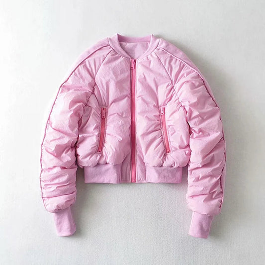 Women’s Pink Cotton Winter Jacket | Warm O-Neck Jacket | soulmate wear | same ANTHEM - pink / XS