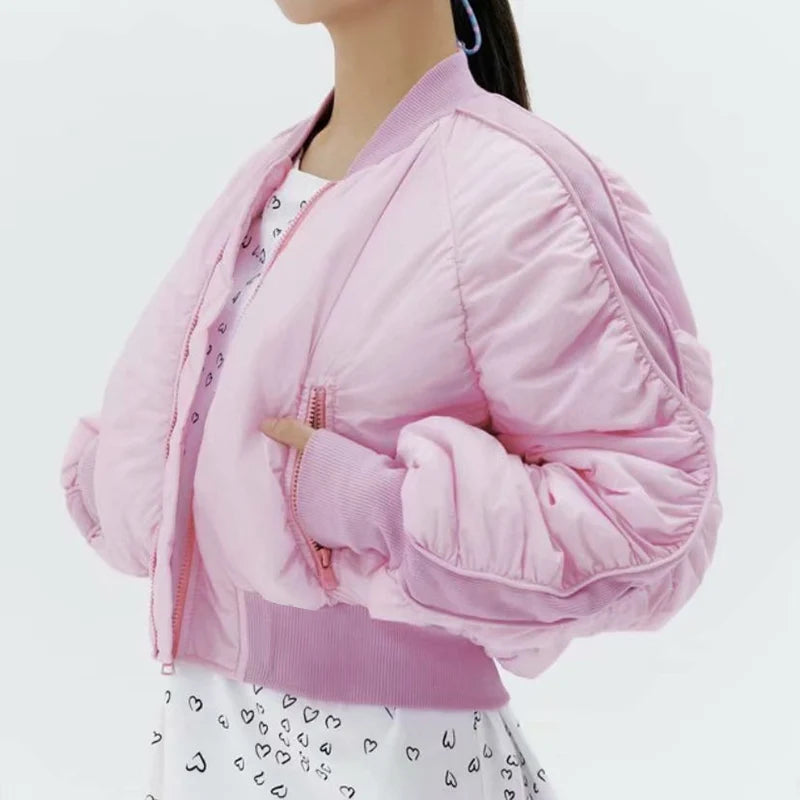 Women’s Pink Cotton Winter Jacket | Warm O-Neck Jacket | soulmate wear | same ANTHEM