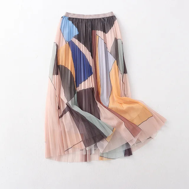Women’s Pleated Tulle Skirt | High Waist Fairy Mesh Skirt | same ANTHEM. - Beige