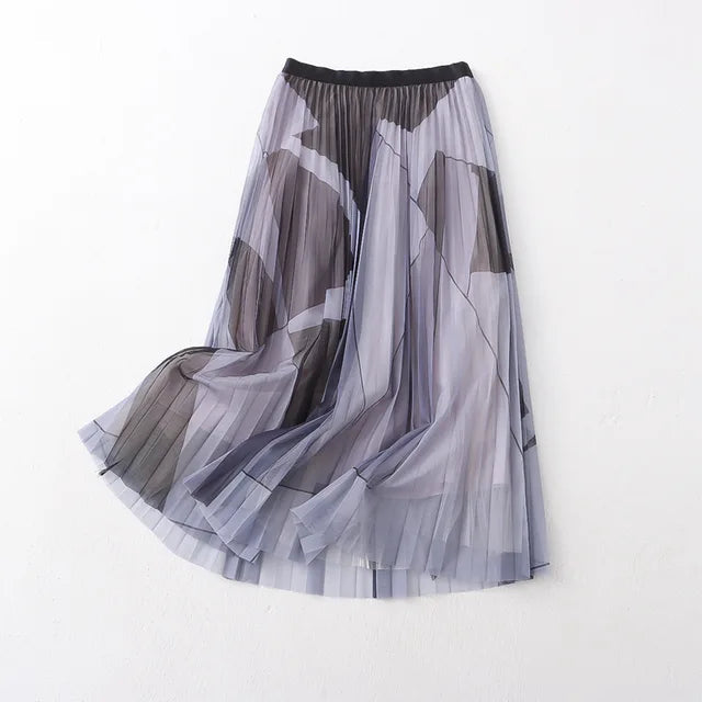Women’s Pleated Tulle Skirt | High Waist Fairy Mesh Skirt | same ANTHEM. - Grey