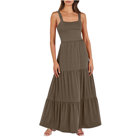 Women’s Pocket Spaghetti Straps Sleeveless Dress | Casual & Chic Everyday Wear | same ANTHEM - Coffee / L