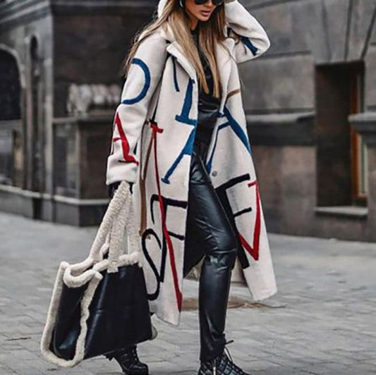 Women’s Printed Dragon And Phoenix Woolen Coat - Bag