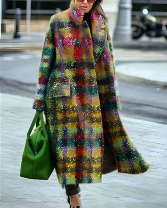Women’s Printed Dragon And Phoenix Woolen Coat - Yellow Red / 4XL - Bag