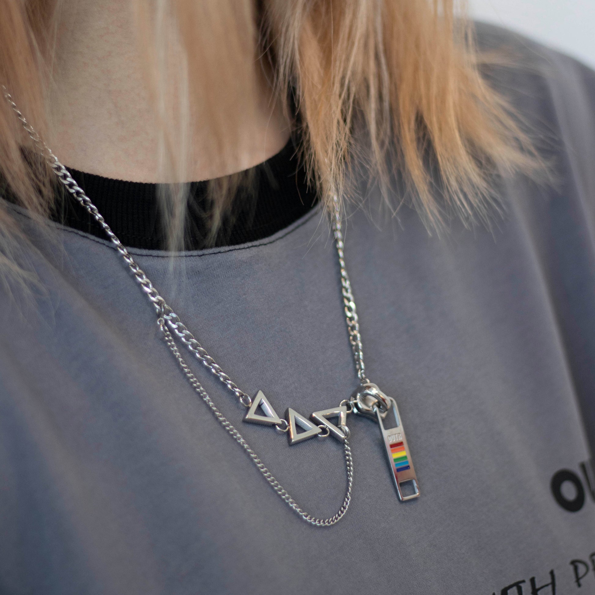 Zipper Design Couple Necklace | same ANTHEM Soulmate Jewelry & Streetwear - Silver