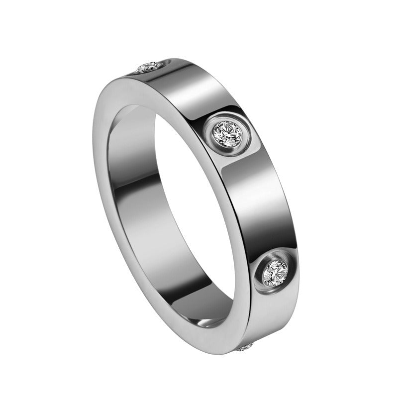 Zircon Inlaid Titanium Steel Ring – Soulmate Streetwear | same ANTHEM - silver / 5