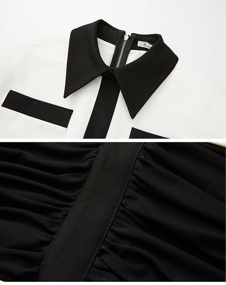 Black & White Mesh Waist Dress | same ANTHEM.