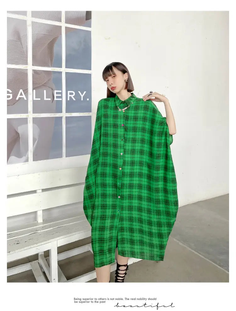 French Vintage Plaid Bat Sleeve Dress | same ANTHEM.