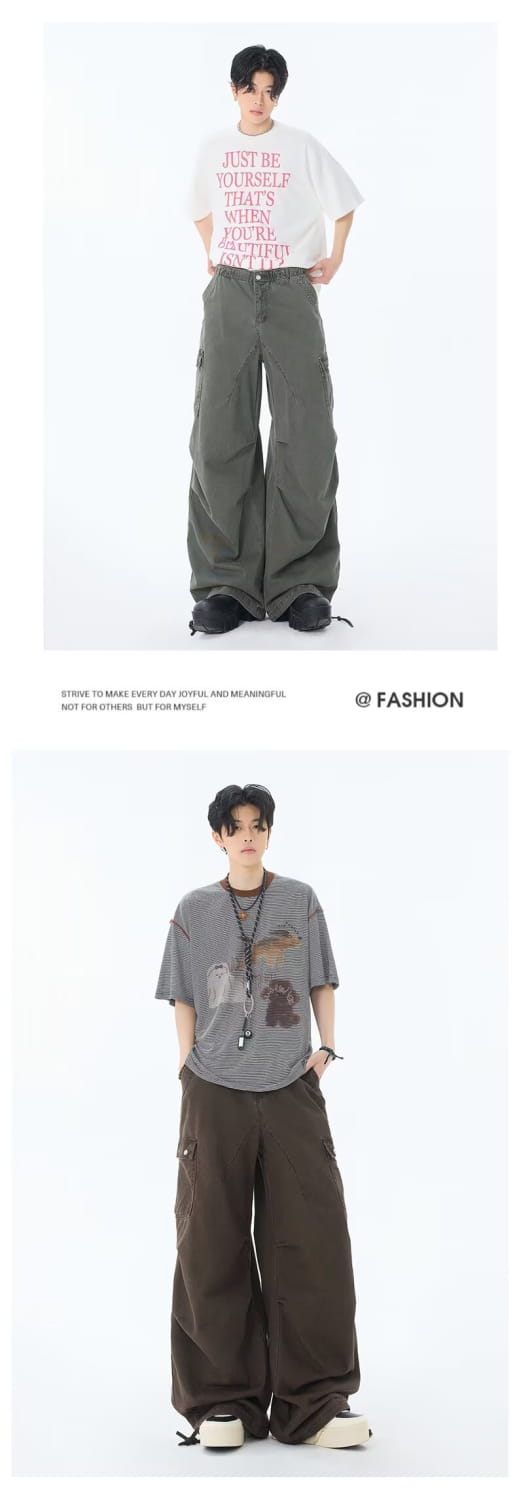 Loose Denim Multi-Pocket Straight Leg Pants | same ANTHEM.