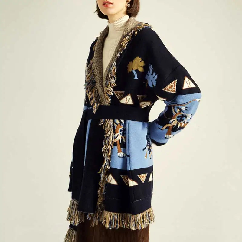 Long Tassel Knitted Coat for Women | same ANTHEM.