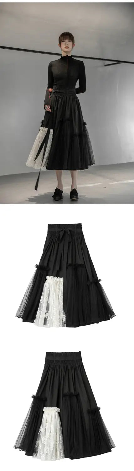 Romantic Mesh Asymmetrical Skirt | same ANTHEM.