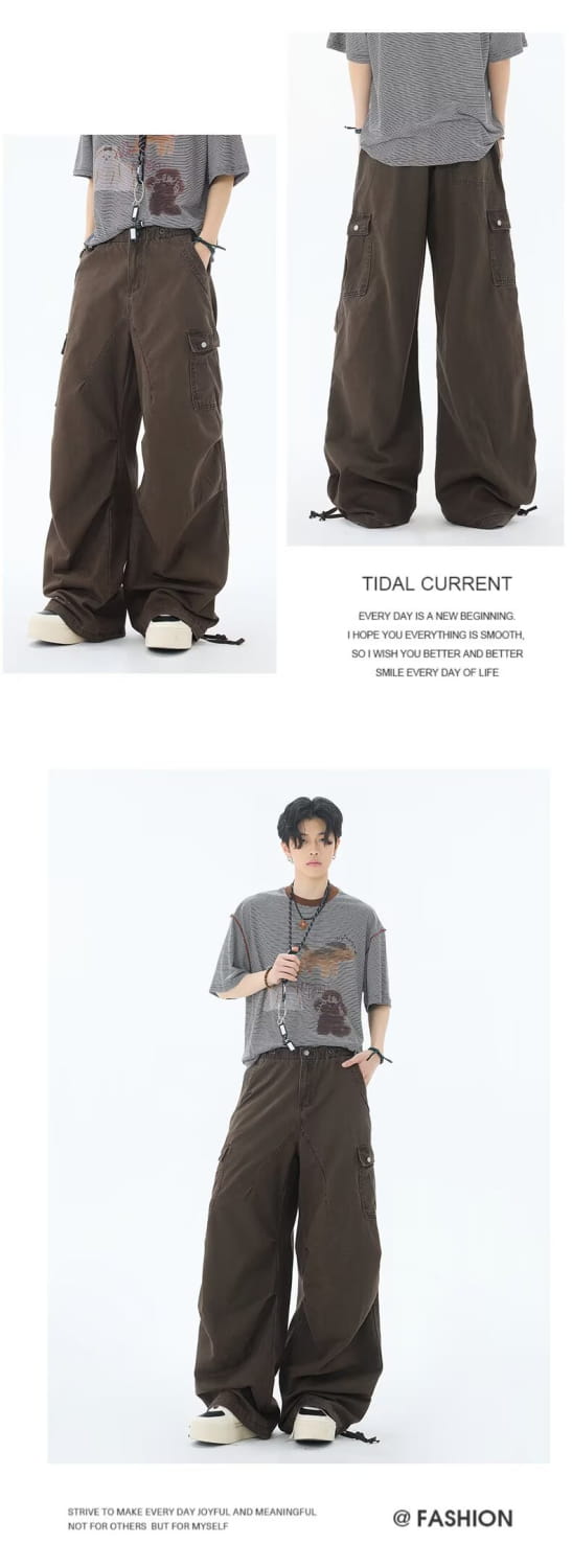 Loose Denim Multi-Pocket Straight Leg Pants | same ANTHEM.