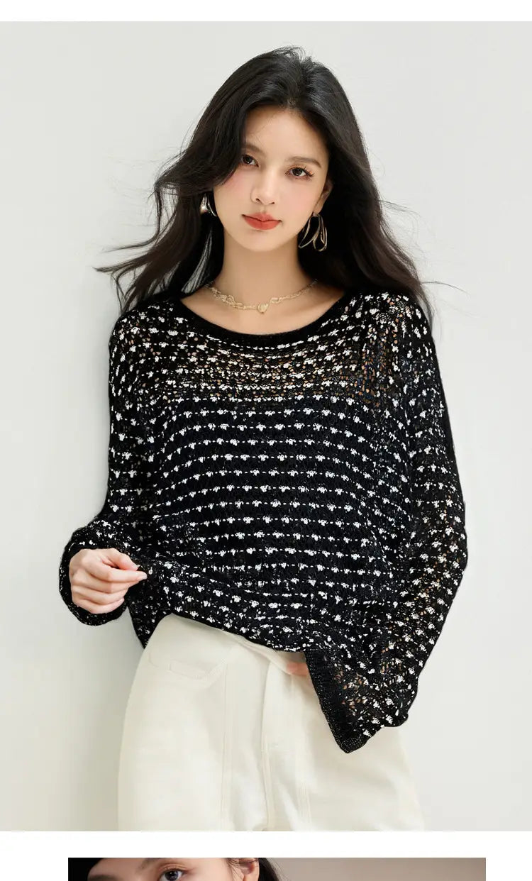 Women’s Linen Hollow Knit Crochet Top | same ANTHEM.