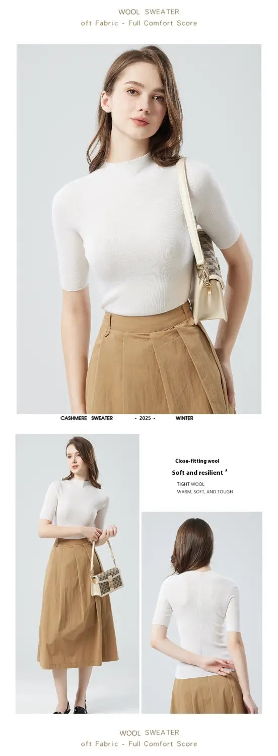 Woolen Turtleneck Short Sweater | same ANTHEM.