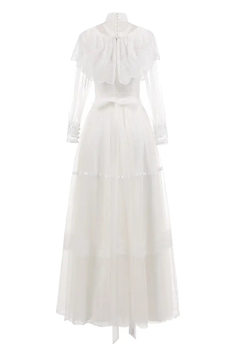 Photo Light Wedding Birthday Annual Party Evening Dress Long Sleeve Lace Long Skirt