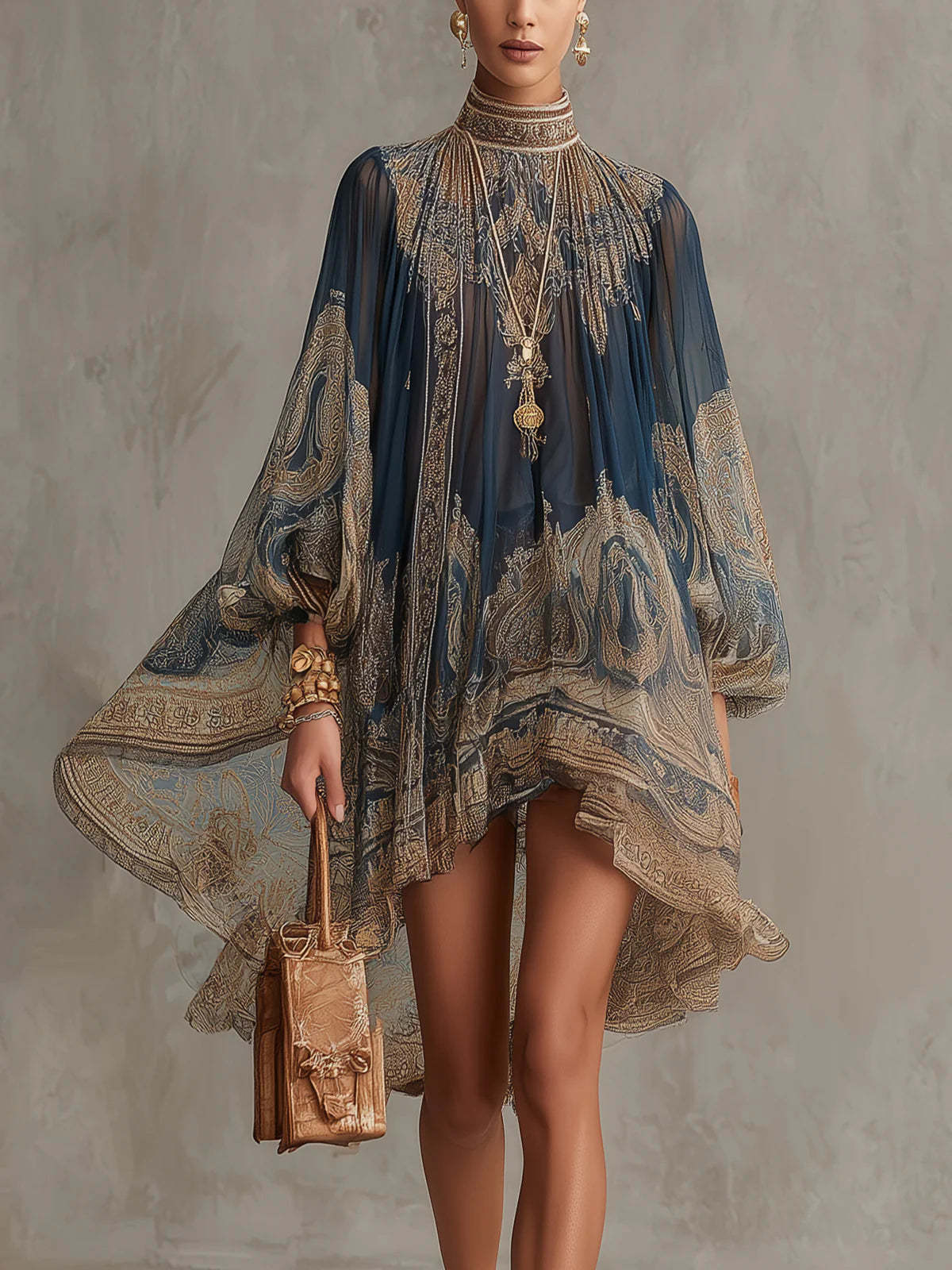 Printed Long Sleeve Loose Dress | same ANTHEM.