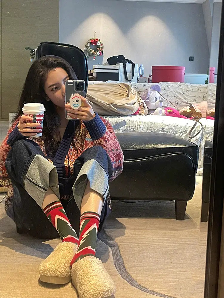 Christmas Vintage Green Orchid Knit Sweater