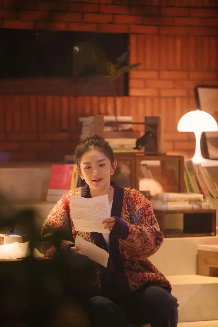 Christmas Vintage Green Orchid Knit Sweater