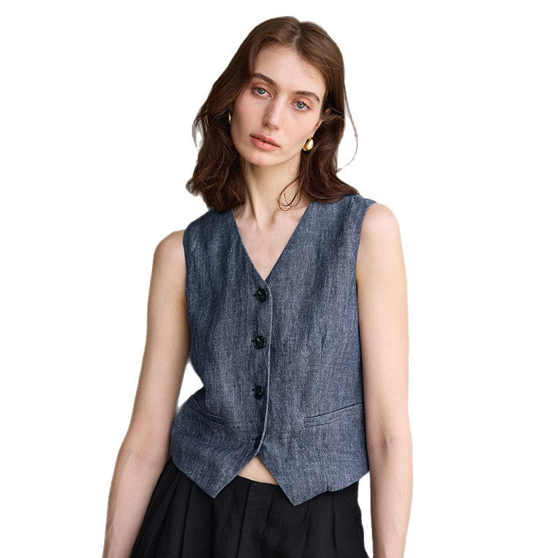 Solid Linen Vest | same ANTHEM.