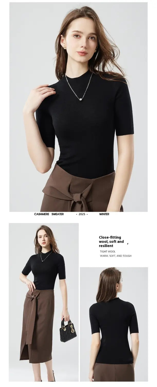 Woolen Turtleneck Short Sweater | same ANTHEM.