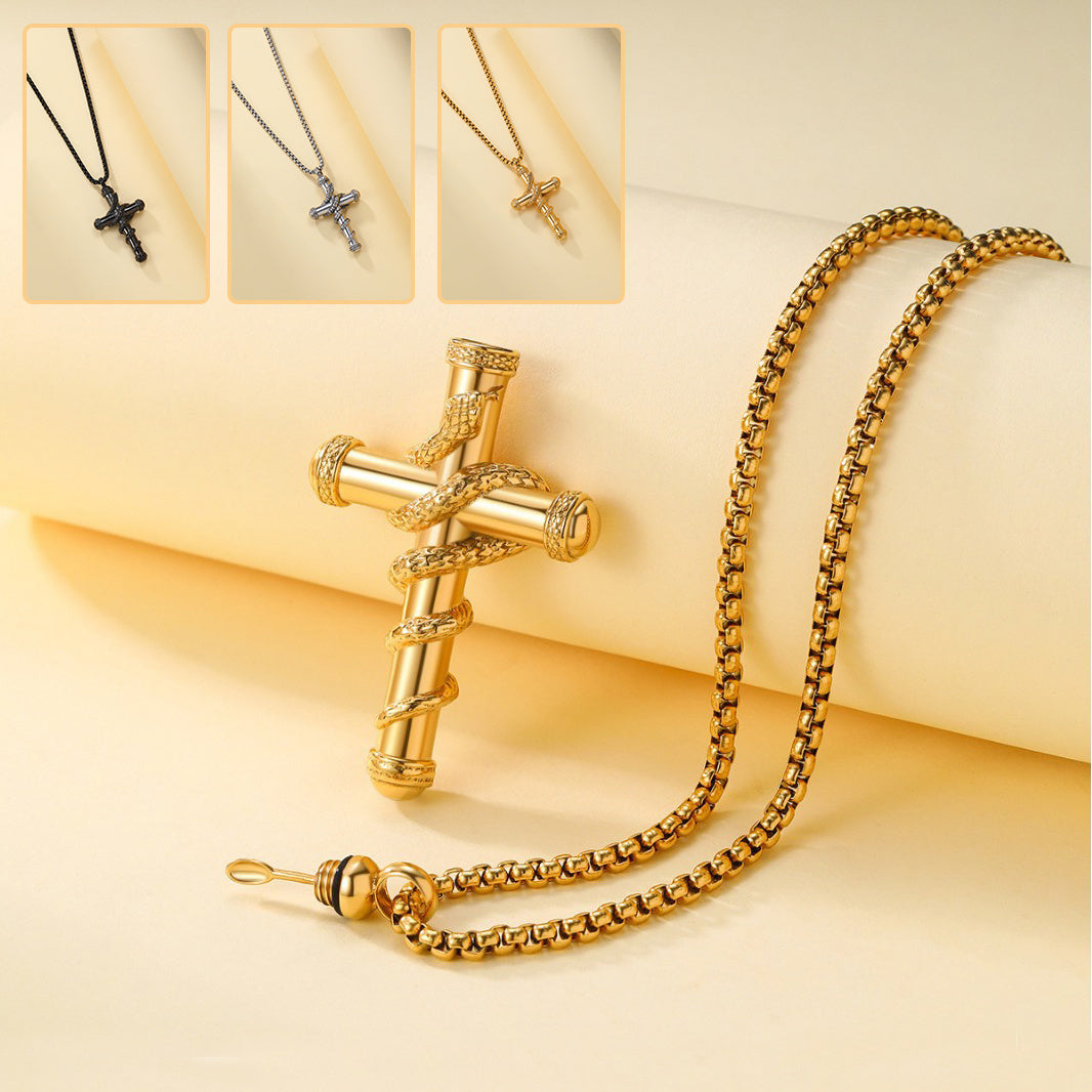 18k Gold Detachable Cross Snake Necklace