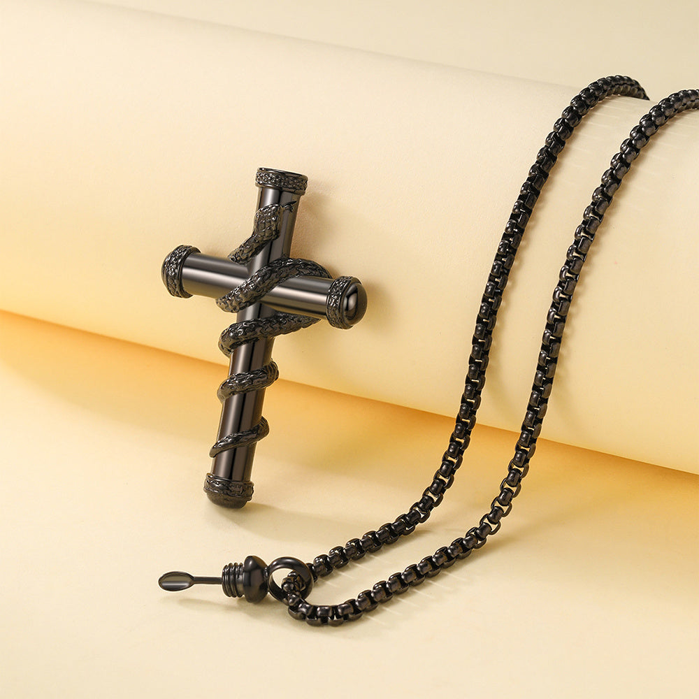 18k Gold Detachable Cross Snake Necklace
