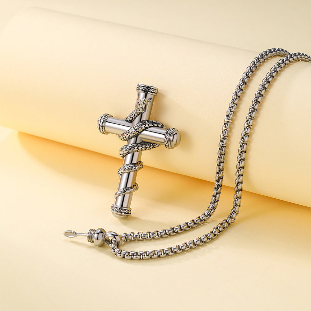 18k Gold Detachable Cross Snake Necklace