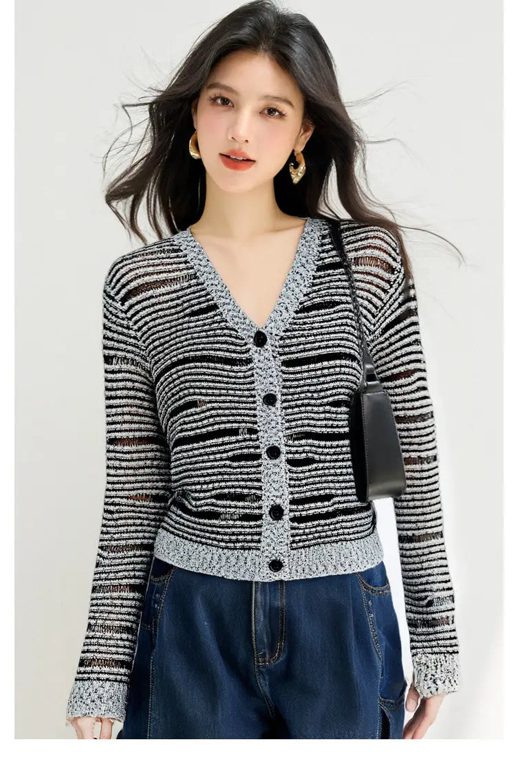 French Style Gray Knit Cardigan | same ANTHEM.