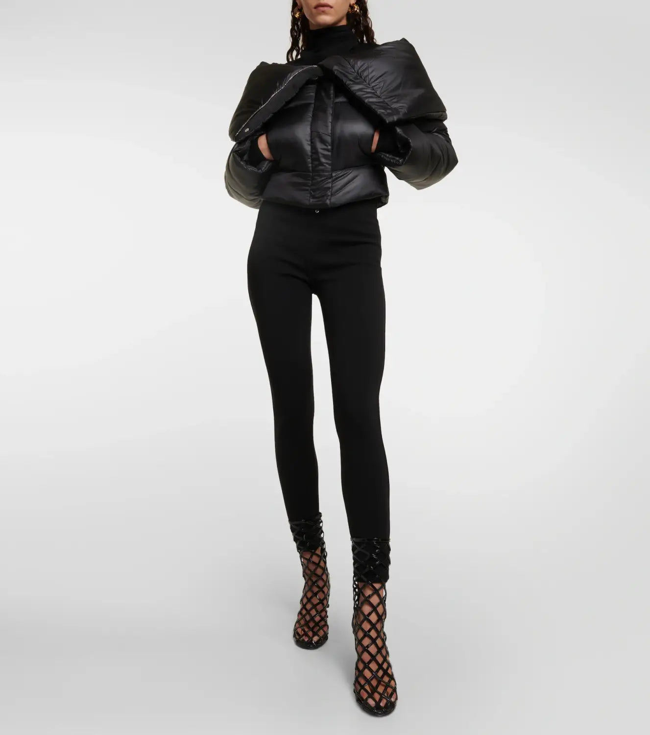 Black Female Lapel Short Down Cotton Coat