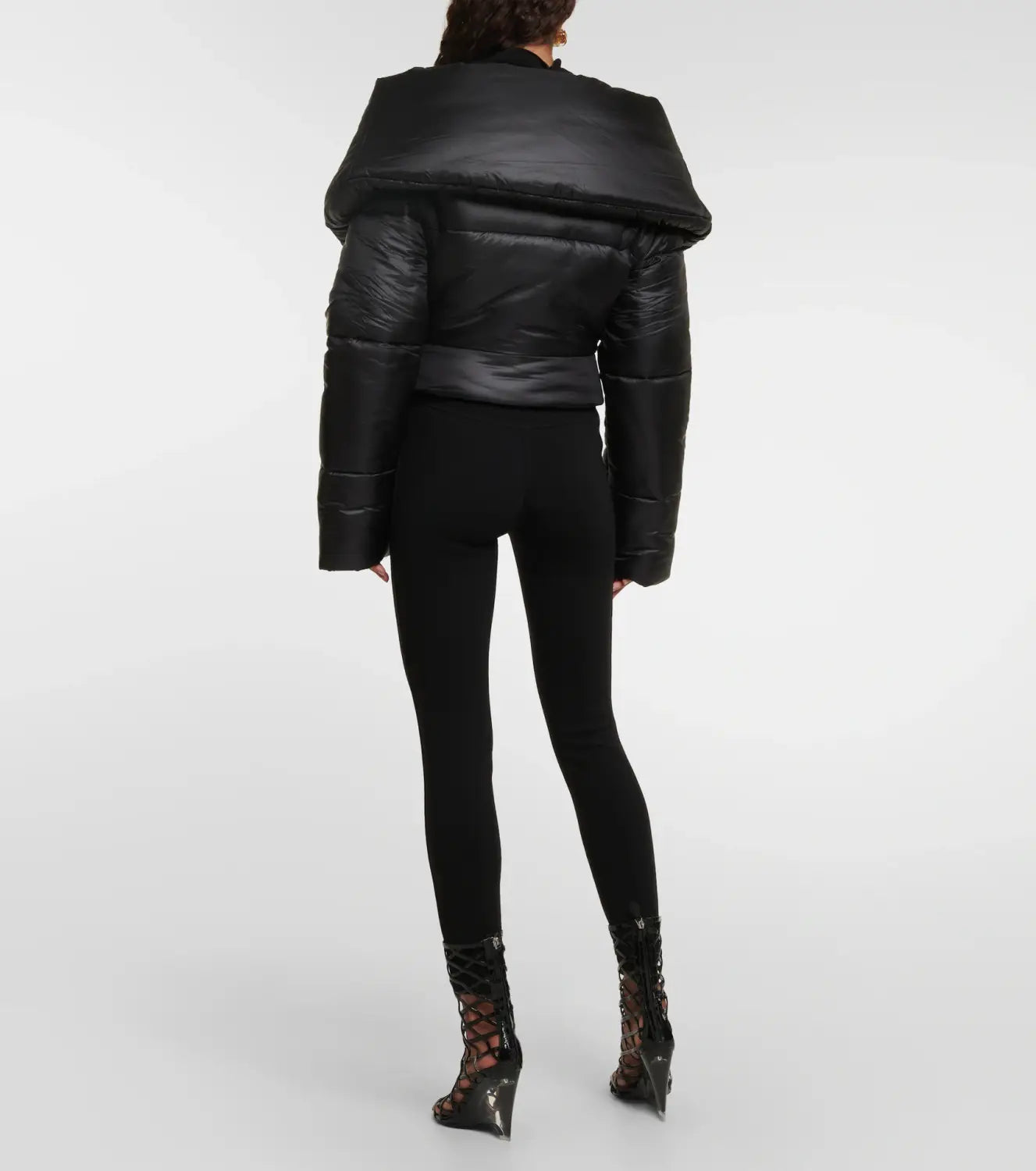 Black Female Lapel Short Down Cotton Coat