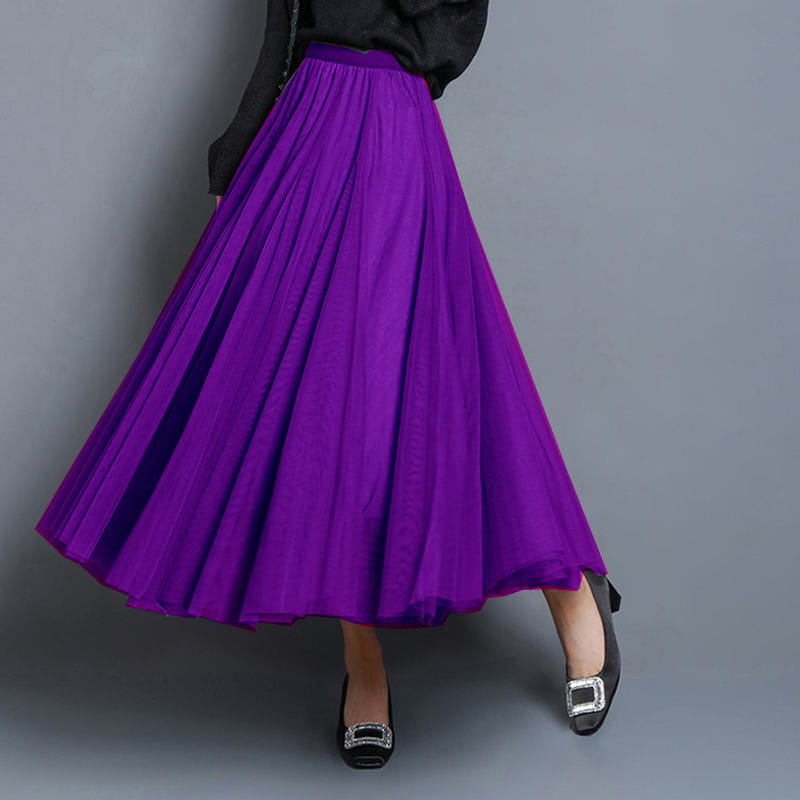 Slimming A-Line Mesh Half-Length Long Skirt | Romantic Dreamy Tulle Skirt | Made for Lovers & Friends | Wear Your Style