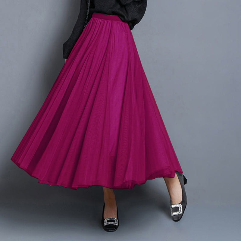 Slimming A-Line Mesh Half-Length Long Skirt | Romantic Dreamy Tulle Skirt | Made for Lovers & Friends | Wear Your Style