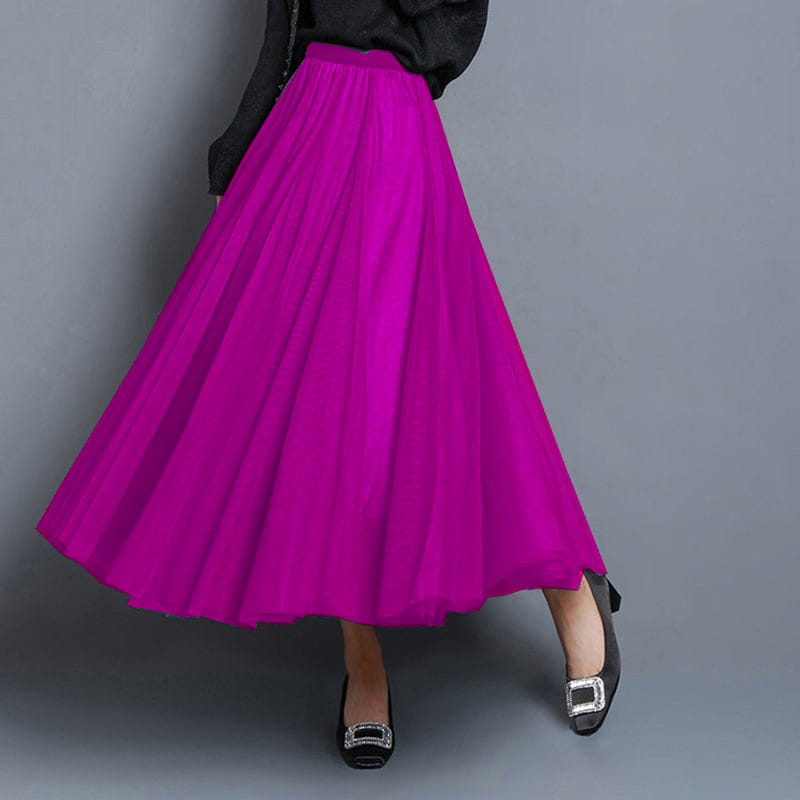 Slimming A-Line Mesh Half-Length Long Skirt | Romantic Dreamy Tulle Skirt | Made for Lovers & Friends | Wear Your Style