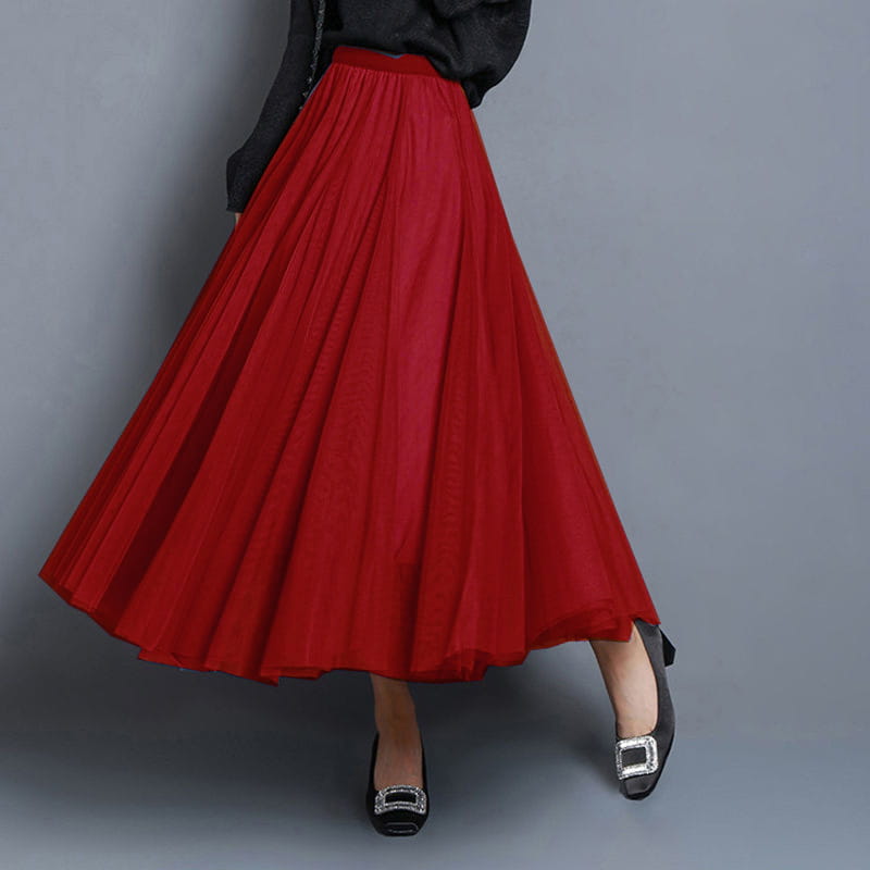 Slimming A-Line Mesh Half-Length Long Skirt | Romantic Dreamy Tulle Skirt | Made for Lovers & Friends | Wear Your Style