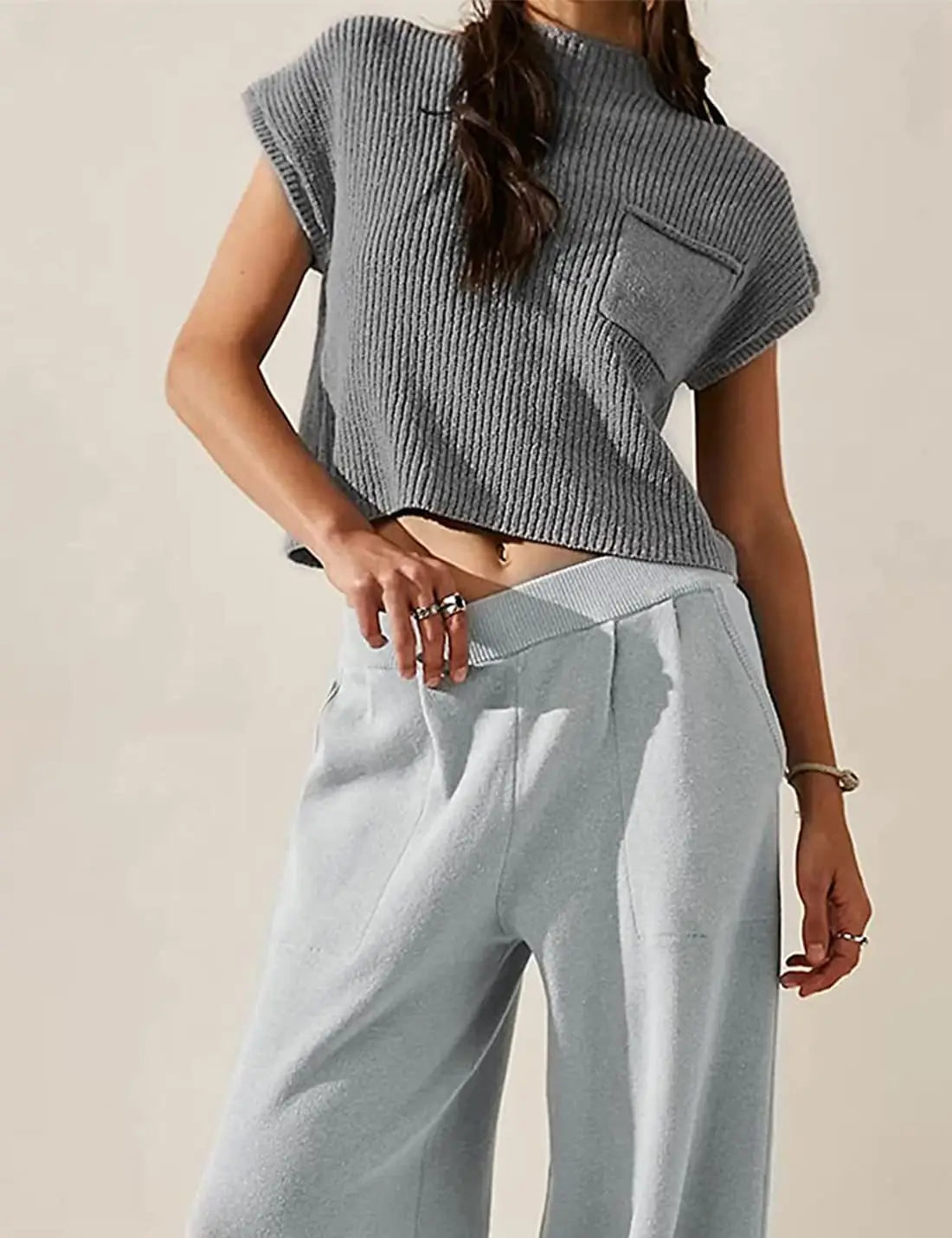 Women’s Knitted Sleeveless Pocket Rib Pullover Vest – Casual & Chic | same ANTHEM