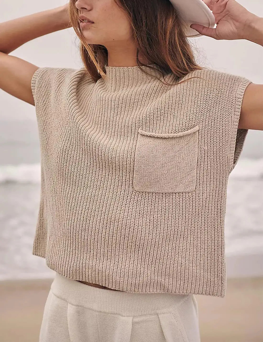 Women’s Knitted Sleeveless Pocket Rib Pullover Vest – Casual & Chic | same ANTHEM