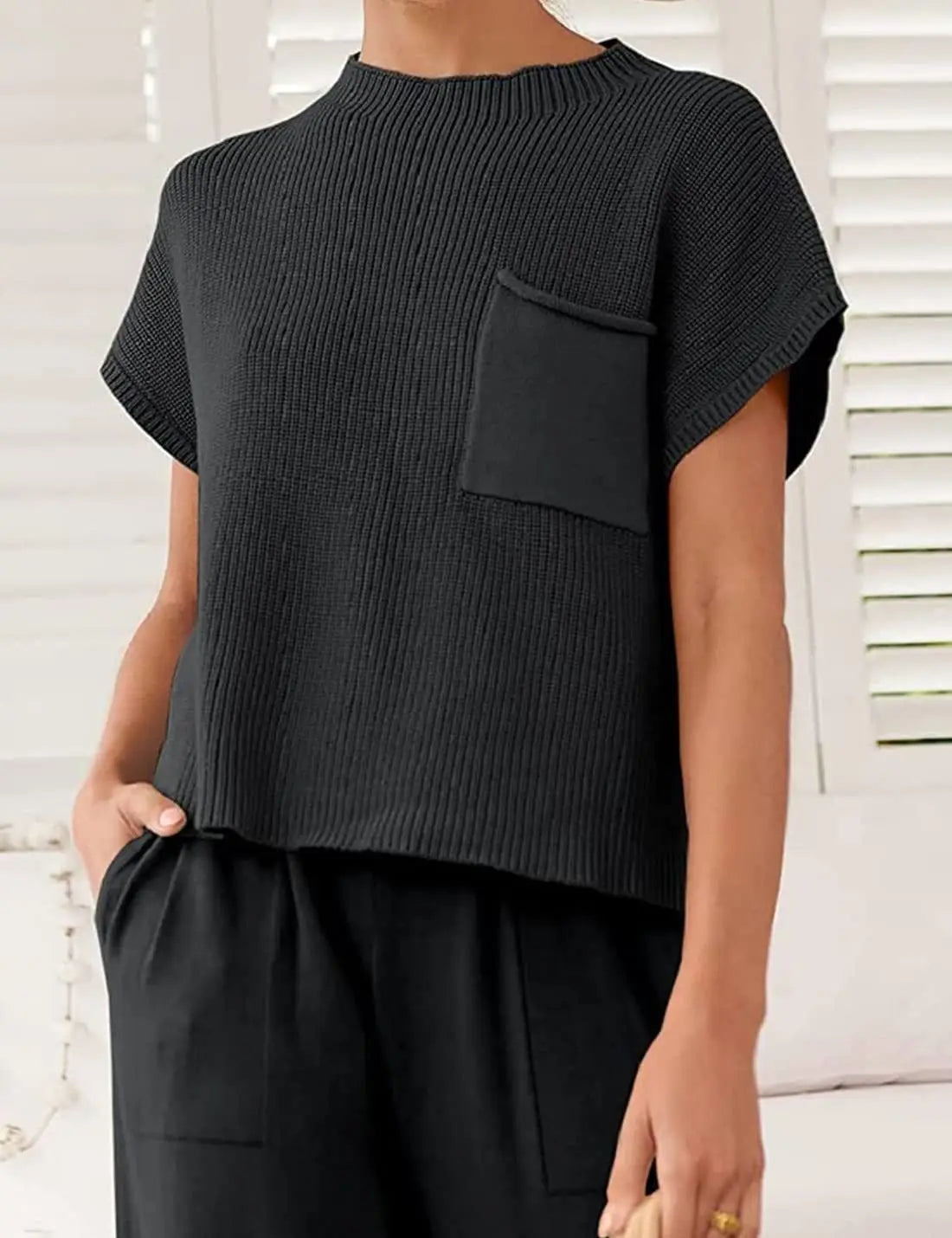 Women’s Knitted Sleeveless Pocket Rib Pullover Vest – Casual & Chic | same ANTHEM