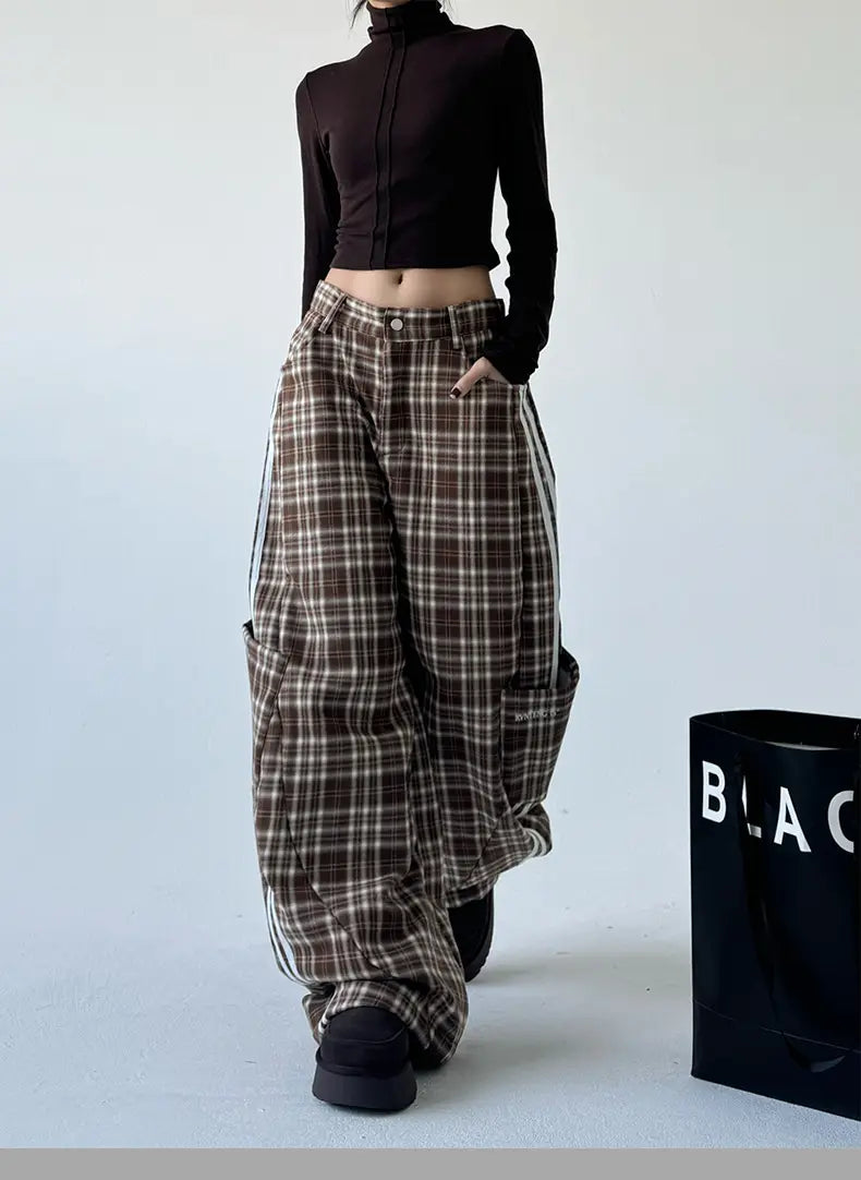 Coffee Plaid Wide Leg Pants | same ANTHEM.