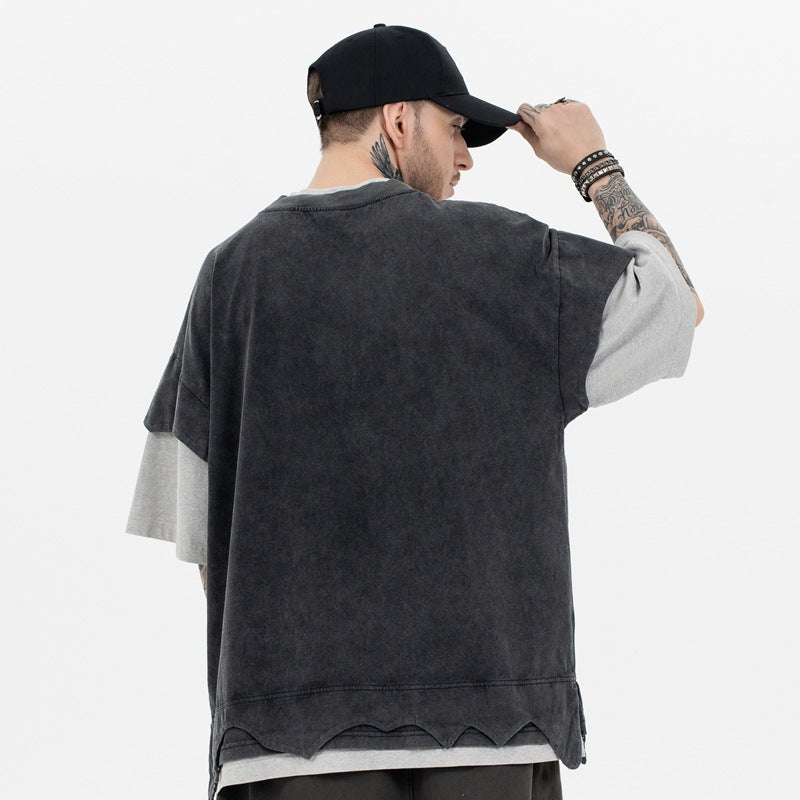 Double Layer Distressed T-Shirt | same ANTHEM.