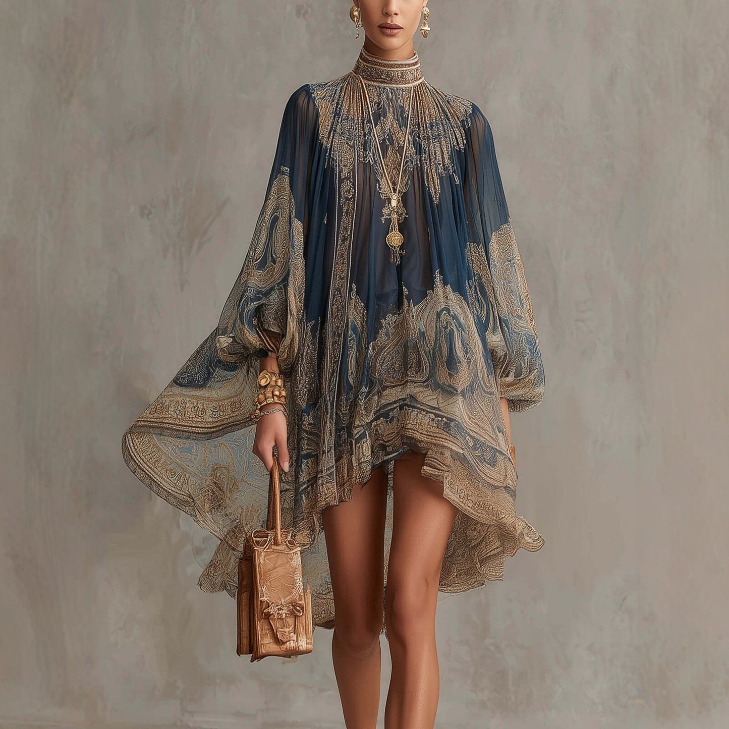 Printed Long Sleeve Loose Dress | same ANTHEM.