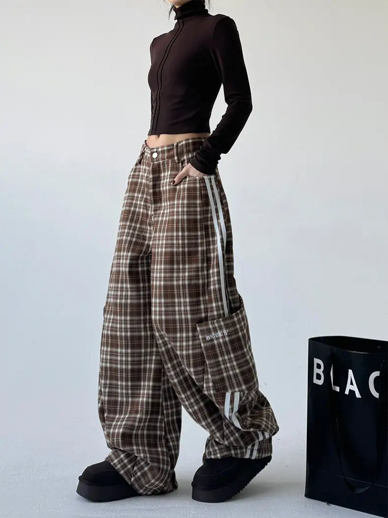 Coffee Plaid Wide Leg Pants | same ANTHEM.