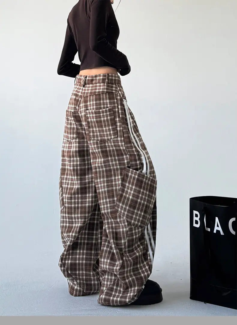 Coffee Plaid Wide Leg Pants | same ANTHEM.