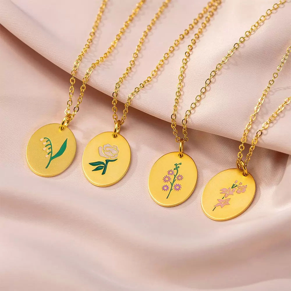 3D Flower Oval Pendant Necklace | Boho Chic Jewellery for Lovers & Soulmates | same ANTHEM