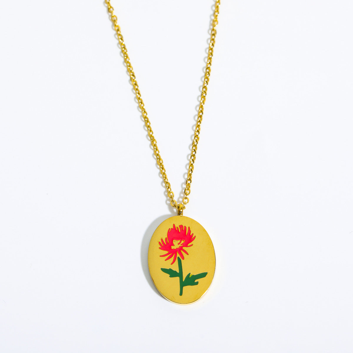 3D Flower Oval Pendant Necklace | Boho Chic Jewellery for Lovers & Soulmates | same ANTHEM - November